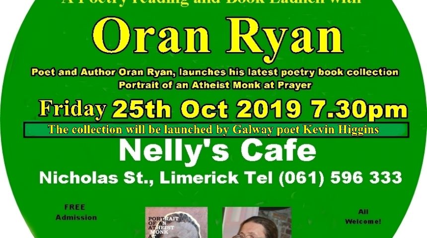 Book Launch and Reading with Oran Ryan Fri 25th Oct 2019