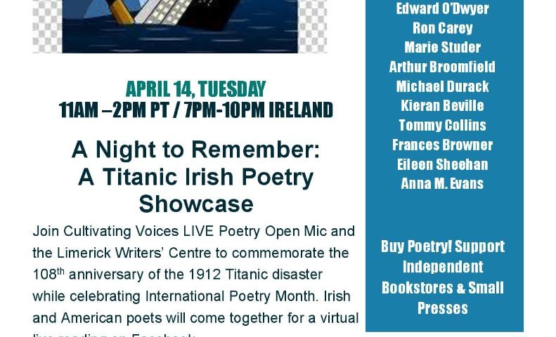 A Night to Remember: A Titanic Irish Poetry Showcase Tuesday, 14 April,