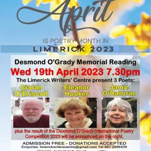 Desmond O’Grady Memorial Reading Wed 19th April 2023