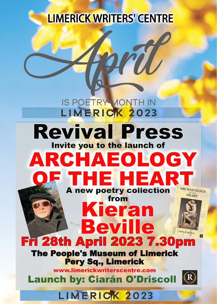 Book Launch: The Archaeology of the Heart by Kieran Beville Fri 28th April 7.30pm