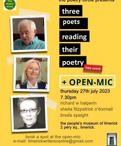 Live Summer Poetry Event: The Poetry Circle Presents Three Poets Reading Their Poetry + Open-Mic