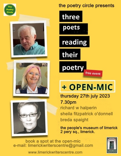 Live Summer Poetry Event: The Poetry Circle Presents Three Poets Reading Their Poetry + Open-Mic