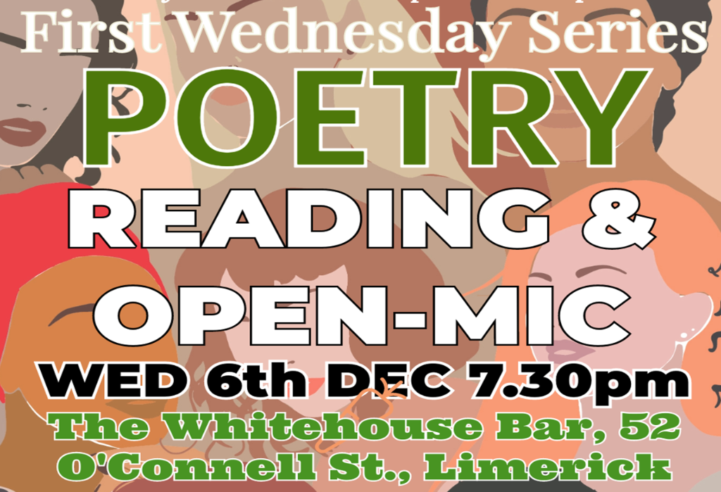 Poetry at the Whitehouse Bar, Limerick: the ‘First Wednesday Series’ returns Wed 6th Dec!