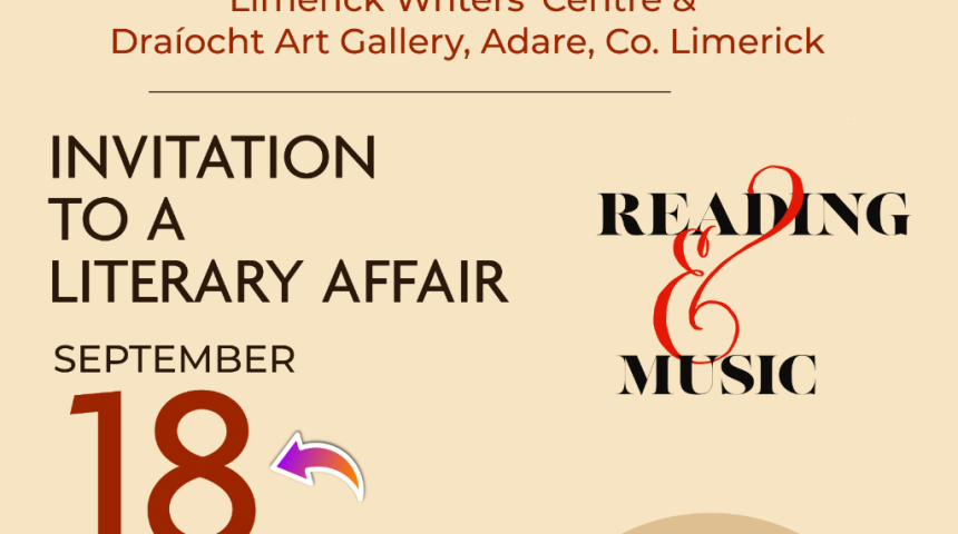 Gerald Griffin Competition for First Adult Fiction Winner to be Announced at Adare Reception