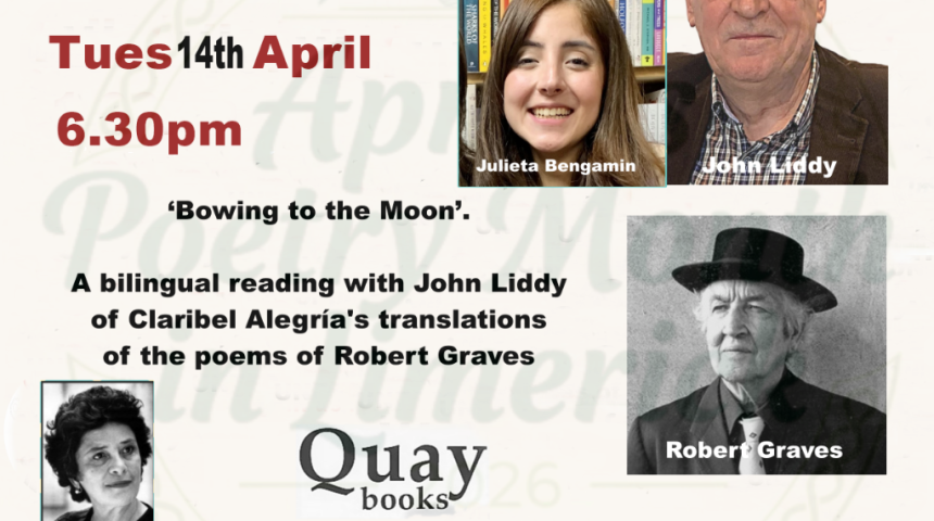 Bowing to the Moon – A Bilingual Poetry Reading with John Liddy and Julieta Benjamin
