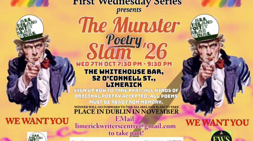 Munster Poetry Slam @ First Wednesday Series, White House Bar. Wed 7th Oct